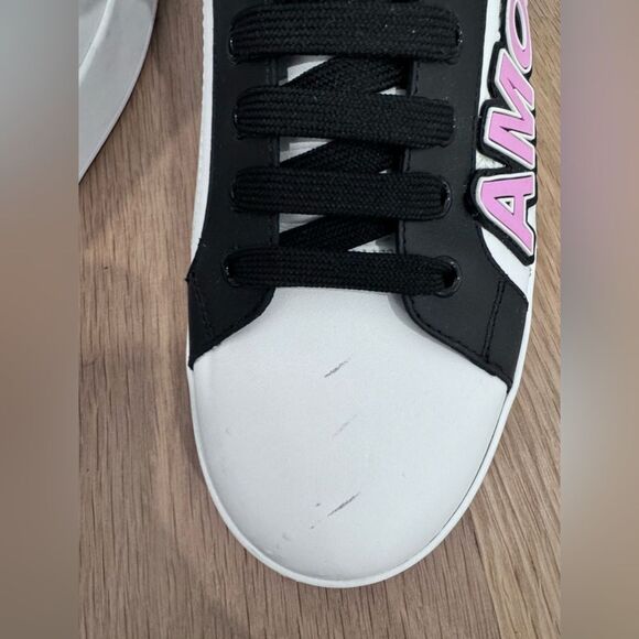Dolce & Gabbana White Love Logo-Embossed Leather Sneakers Size IT 40 - Picture 9 of 10